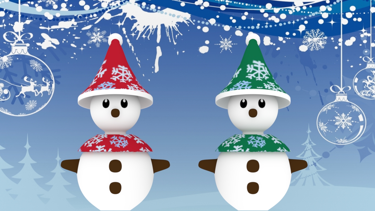 christmas snowman art color 3D print model - Mito3D