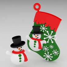 la navidad calcetín señor hombre de nieve artículos para el hogar 3d print model - Mito3D