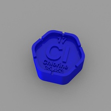 cl - klor blok eğitim kimya elemanları periyodik tablo 3d print model - Mito3D