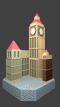 clock tower Kunst big ben Gebäude miniture 3d print model - Mito3D