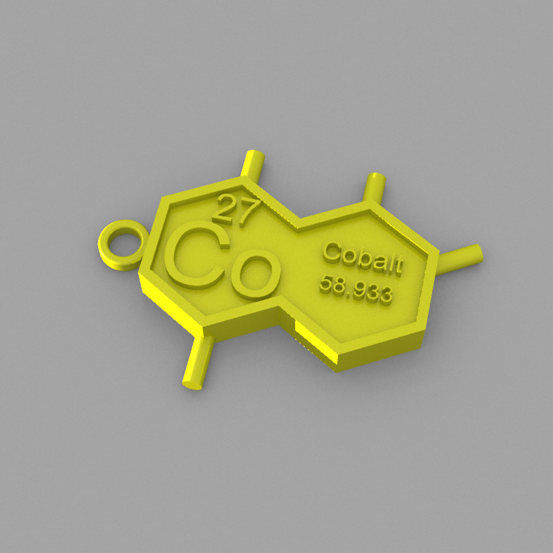 co - cobalto key-ring moda elementi portachiavi tavola periodica 3D print model - Mito3D