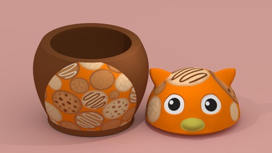cookie jar-Eule Haushaltswaren Farbe jar 3d print model - Mito3D