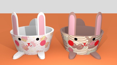 cupcake bunny-Tassen Haushaltswaren Farbe cup 3d print model - Mito3D
