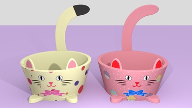 cupcake gato tazas artículos para el hogar color de la copa 3d print model - Mito3D