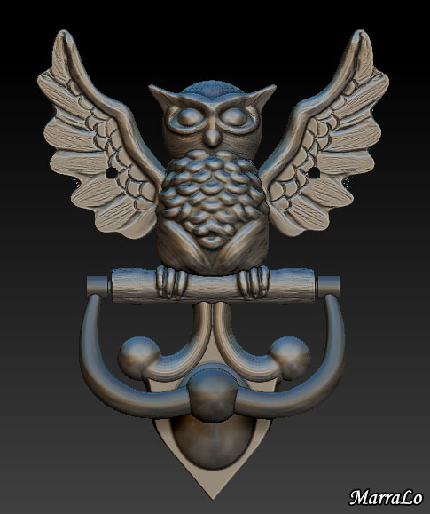door knocker mystic owl fashion art 3D print model - Mito3D