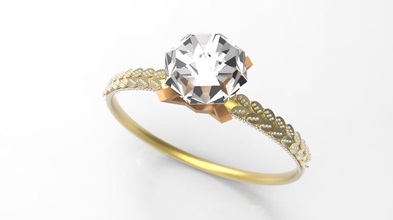 eleganter ring Mode elegant gold Blatt Frau 3d print model - Mito3D