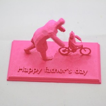 father daughter learn ride bicycle art 2014 father's day fathers 3d print model - Mito3D