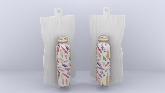 feather style wall vase porsche color decoration flower house 3d print model - Mito3D