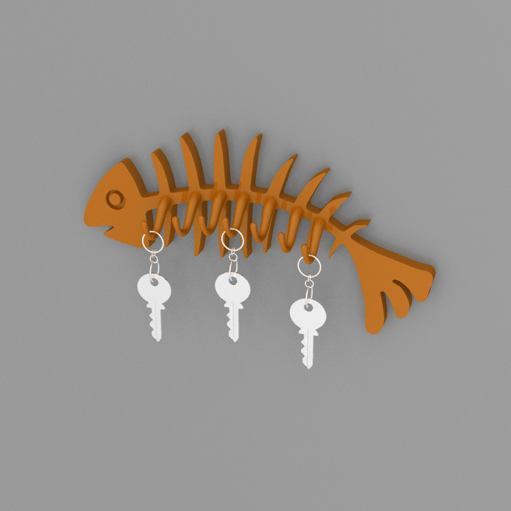 os de poisson clé cintre les articles ménagers gadget keyhanger officeware 3D print model - Mito3D