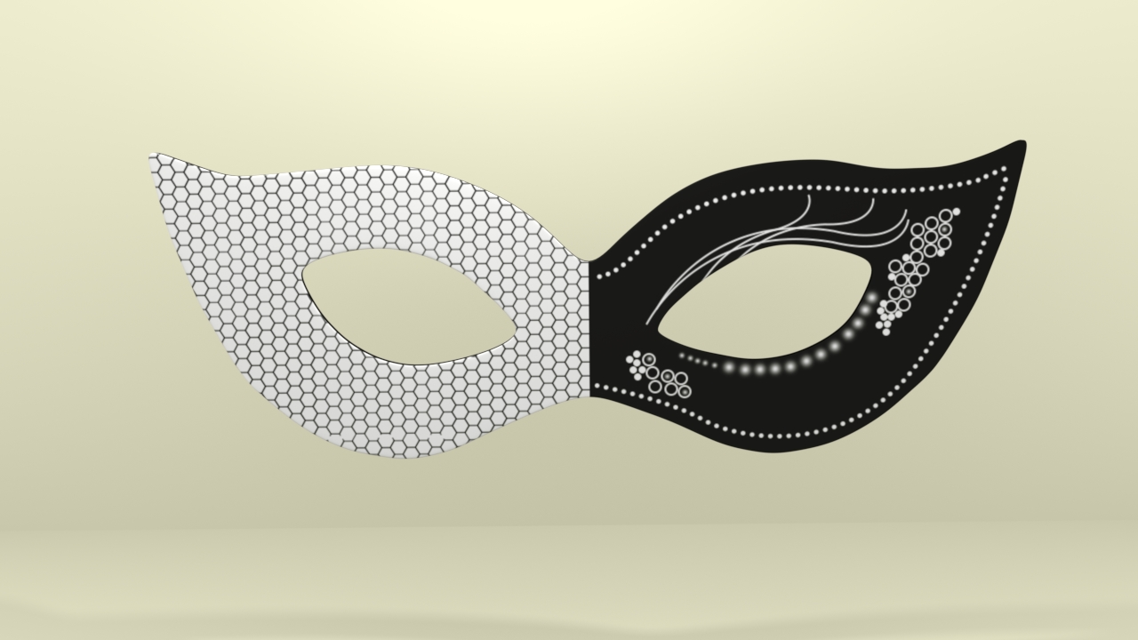 plat bnw mascarade masque de la mode noir couleur conception les masques blanc 3D print model - Mito3D