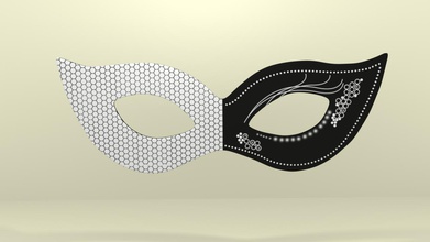 flat bnw masquerade mask fashion black color design masks white 3d print model - Mito3D
