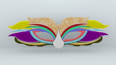 flat colored masquerade mask fashion color masks pattern woman 3d print model - Mito3D