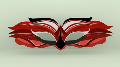 flat red masquerade mask fashion color design masks pattern 3d print model - Mito3D