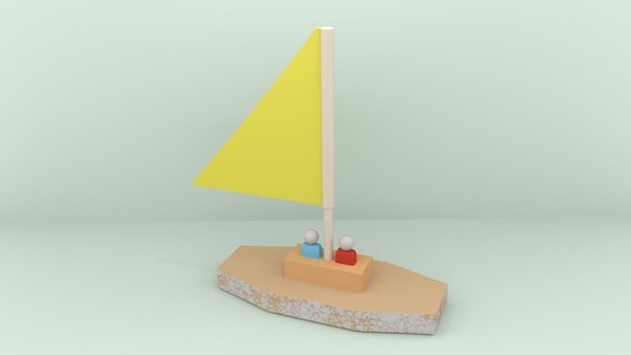 floating boat 1 porsche color hollow toys 3d print model - Mito3D