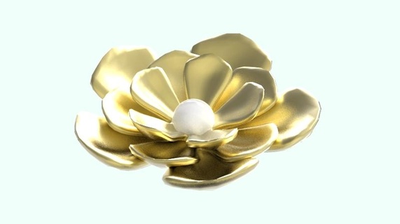 flor colgante pendiente porsche accesorios Moda oro dama perla mujer 3d print model - Mito3D