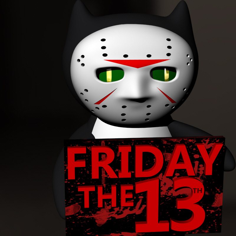 friday 13th cat art black fridaythe13th halloween horror 3D print model - Mito3D