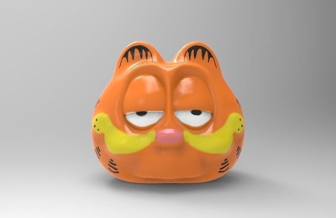 garfield kafa oyuncaklar kedi renk sevimli komik baş 3D print model - Mito3D