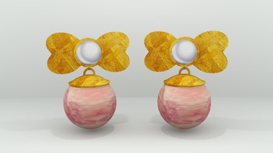 gold ribbon n rosa di fumo moda colore gli orecchini oro il nastro stile 3d print model - Mito3D