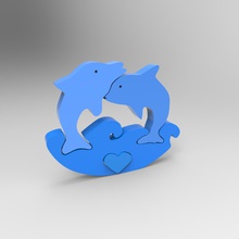 gradient blue dolphin 20 mix gradientcolors mixedcolors woodenpuzzle 3d print model - Mito3D