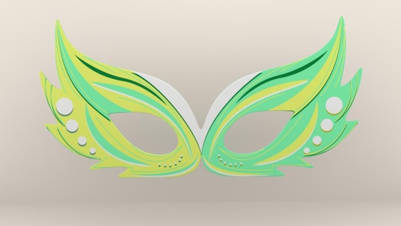 green flat masquerade mask porsche color design fashion masks pattern woman 3d print model - Mito3D
