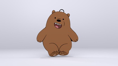 l'ours grizzly, un trousseau de clés la mode sac couleur 3d print model - Mito3D