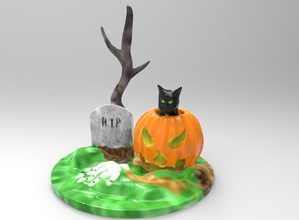 la fête d'halloween les jouets jeu de plateau des jeux société cat couleur crypte d'horreur citrouille 3d print model - Mito3D