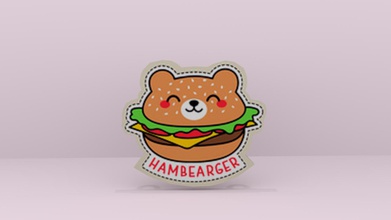 hambearger patch moda orso bearger colore il prosciutto stile 3d print model - Mito3D