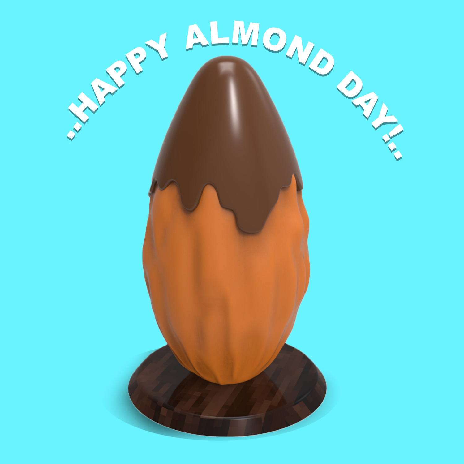 feliz almendra día art 3D print model - Mito3D