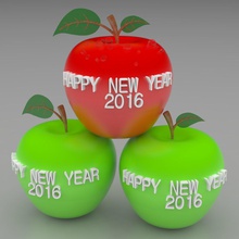 frohes neues Jahr 2016 apple home Dekoration Haushaltswaren applehomedecoration happynewyear text 3d print model - Mito3D