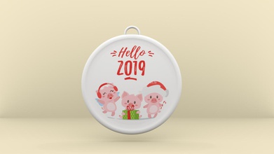 happy new year keychain art 2019 color 3d print model - Mito3D