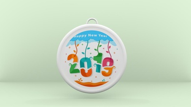 happy new year keychain art color 3d print model - Mito3D