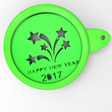 happy new year stencil housewares coffee 3d print model - Mito3D
