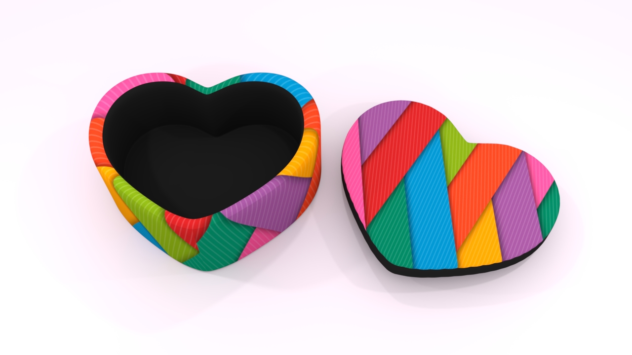 coração caso de jóias a moda cor 3D print model - Mito3D