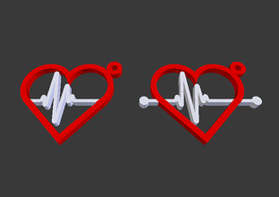 Herz Schlüsselanhänger Kunst Farbe Farbe-Modell die Herzfrequenz Schlüssel cahin Liebe valentines Tag 3d print model - Mito3D