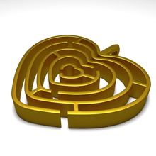 Herz-Labyrinth Kunst - Zubehör Herz keychain Labyrinth Anhänger valentines 3d print model - Mito3D