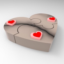 3 kalp bulmaca oyuncaklar Sevgililer Günü 3d print model - Mito3D