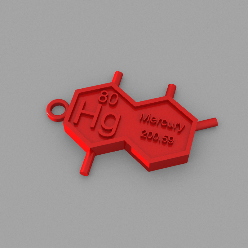 hg - mercury key-ring fashion elements keyrings periodic table 3D print model - Mito3D