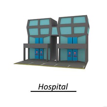 edificio del hospital los juguetes color pantalla de juguete 3d print model - Mito3D