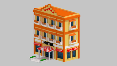 hotel art architecture building color model miniature 3d print model - Mito3D