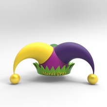 joker jester mardi gras fashion fat tuesday hat shrove 3d print model - Mito3D