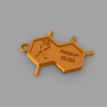 k - potassium porte-clés de la mode éléments un trousseau clés tableau périodique 3d print model - Mito3D