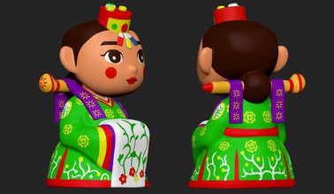 koreanische Puppe weiblich Kunst Brett-Spiel Figuren mixed bag pop-Kultur 3d print model - Mito3D