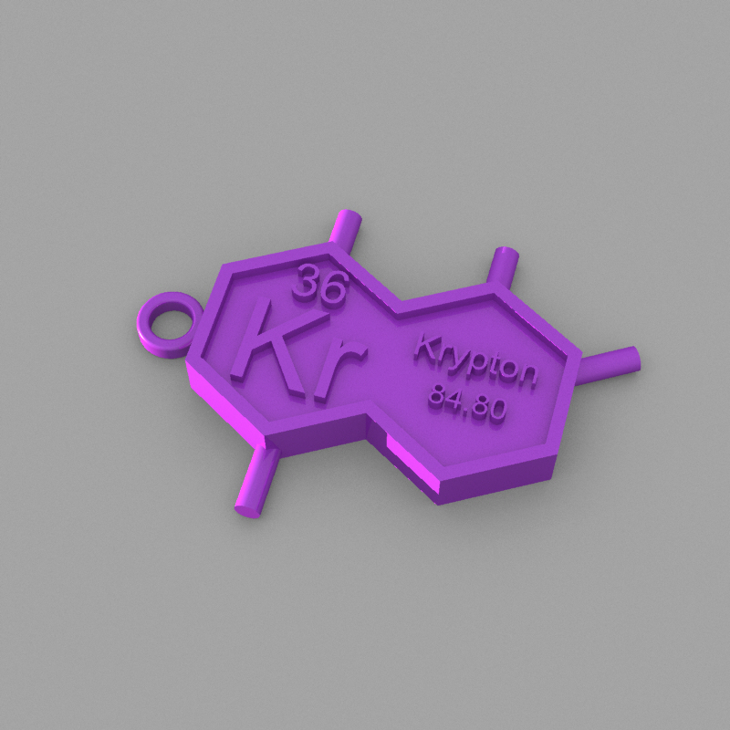 kr -krypton key-ring moda elementi portachiavi tavola periodica 3D print model - Mito3D