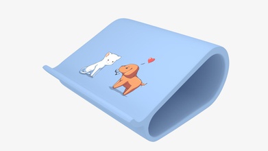 soporte portátil gato y el perro los gadgets color de pie 3d print model - Mito3D