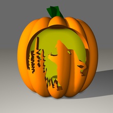 lone wolf pumpkin lantern art halloween 3d print model - Mito3D