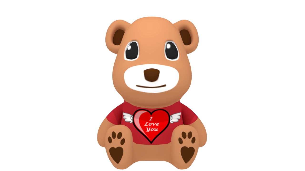 love bear fashion color valentines 3D print model - Mito3D