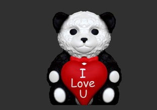 el amor de panda los juguetes oso color lindo amante modelo teddy día san valentín 3d print model - Mito3D