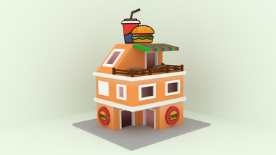 low poly burger edificio i giocattoli colore basso poli 3d print model - Mito3D
