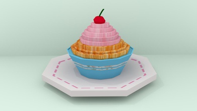 low poly cupcake art cake color cup 3d print model - Mito3D