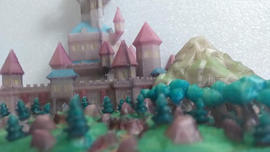 low poly fantasia castelo brinquedos boardgame baixa contagem de polígonos tampo mesa mundo 3d print model - Mito3D